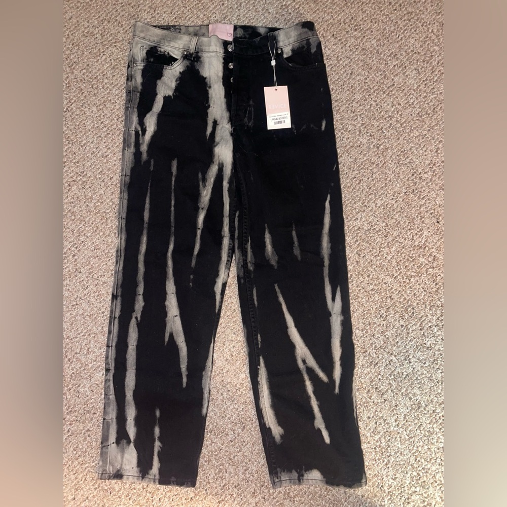 REVICE Black and Gray Tie-Dye Flare Jeans
